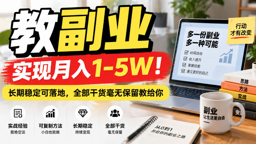 “教副业”实现月入1-5W！长期稳定可落地，全部干货毫无保留教给你【揭秘】-旺仔资源库