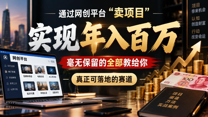 通过网创平台“卖项目”实现年入100w，毫无保留的全部教给你，真正可落地的赛道【揭秘】-旺仔资源库