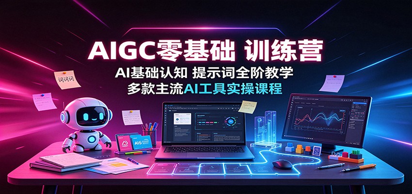 AIGC零基础训练营:AI基础认知,提示词全阶教学,多款主流AI工具实操课程-旺仔资源库