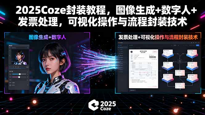 2025Coze封装教程，图像生成+数字人+发票处理，可视化操作与流程封装技术-旺仔资源库