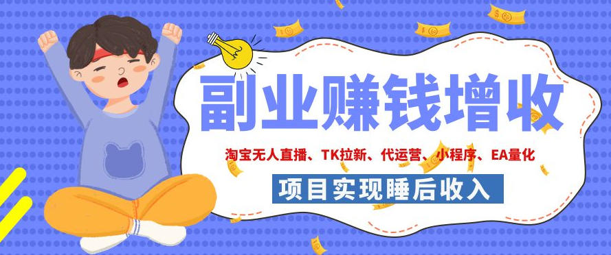 2026年多个真实落地副业项目,手把手带你搭建被动收入管道(淘宝无人直播、海外TK拉新、CSGO饰品交易、去水印小程序等)【揭秘】-旺仔资源库