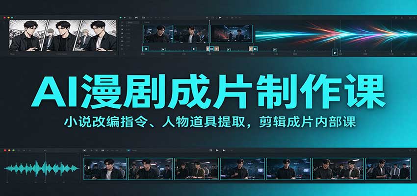 AI漫剧成片制作课:小说改编指令、人物道具提取,剪辑成片全流程-旺仔资源库