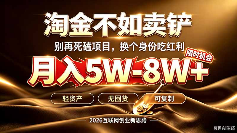 别再傻乎乎埋头跑项目!互联网真正赚钱逻辑:做卖铲人,拒绝当韭菜,逆风翻盘月入5-8W+-旺仔资源库