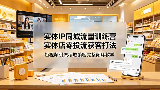 实体IP同城流量训练营:实体店零投流获客打法,短视频引流私域锁客完整闭环教学-旺仔资源库