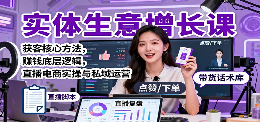 实体生意增长课:获客核心方法,赚钱底层逻辑,直播电商实操与私域运营-旺仔资源库