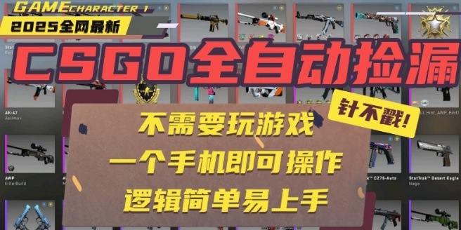 CSGO自动捡漏项目，最新独家玩法，一个手机即可操作，新手小白轻松月入1W+，操作简单易上手【揭秘】-旺仔资源库