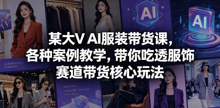 某大V AI服装带货课，各种案例教学，带你吃透服饰赛道带货核心玩法-旺仔资源库