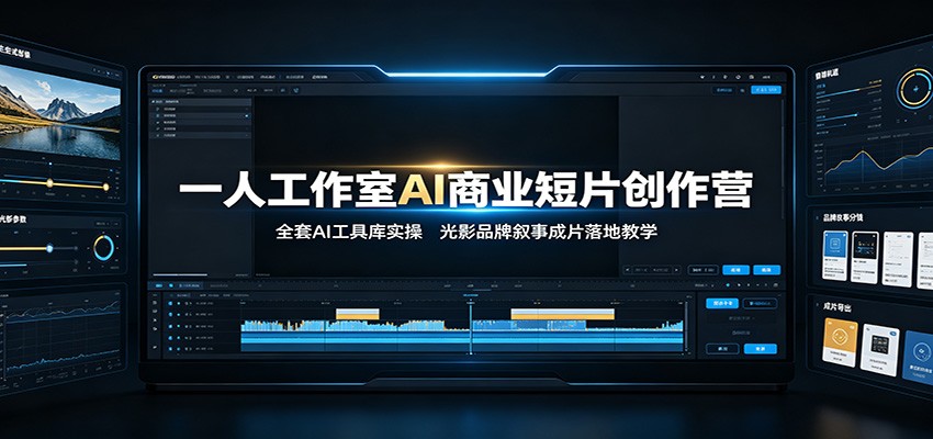 一人工作室AI商业短片创作营:全套AI工具库实操,光影品牌叙事成片落地教学-旺仔资源库