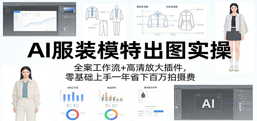 AI服装模特出图实操：全案工作流+ 高清放大插件，零基础上手一年省下百万拍摄费-旺仔资源库
