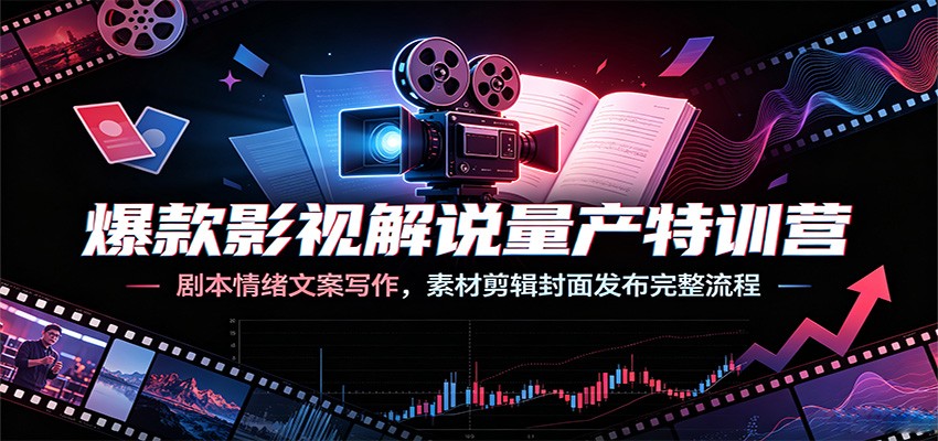 爆款影视解说量产特训营:剧本情绪文案写作,素材剪辑封面发布完整流程-旺仔资源库
