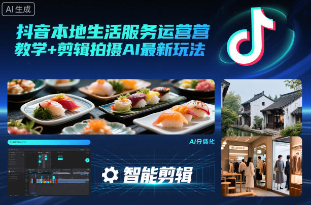 抖音本地生活服务运营教学+剪辑拍摄AI最新玩法-旺仔资源库