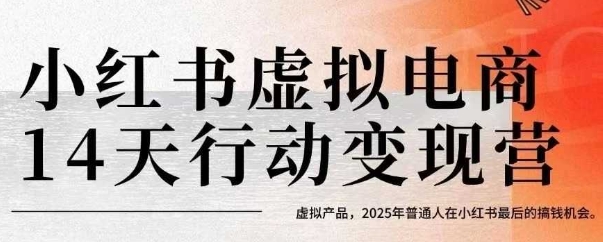 小红书虚拟电商14天变现训练营，虚拟产品，2025年普通人在小红书最后的搞钱机会-旺仔资源库