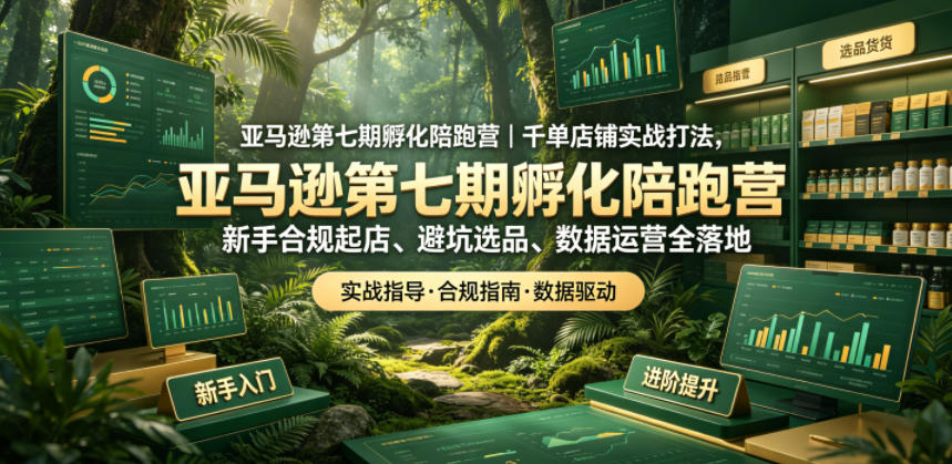 亚马逊第七期孵化陪跑营｜千单店铺实战打法，新手合规起店、避坑选品、数据运营全落地-旺仔资源库