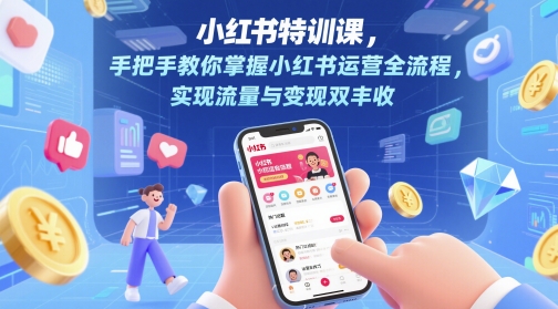 小红书特训课，手把手教你掌握小红书运营全流程，实现流量与变现双丰收-旺仔资源库