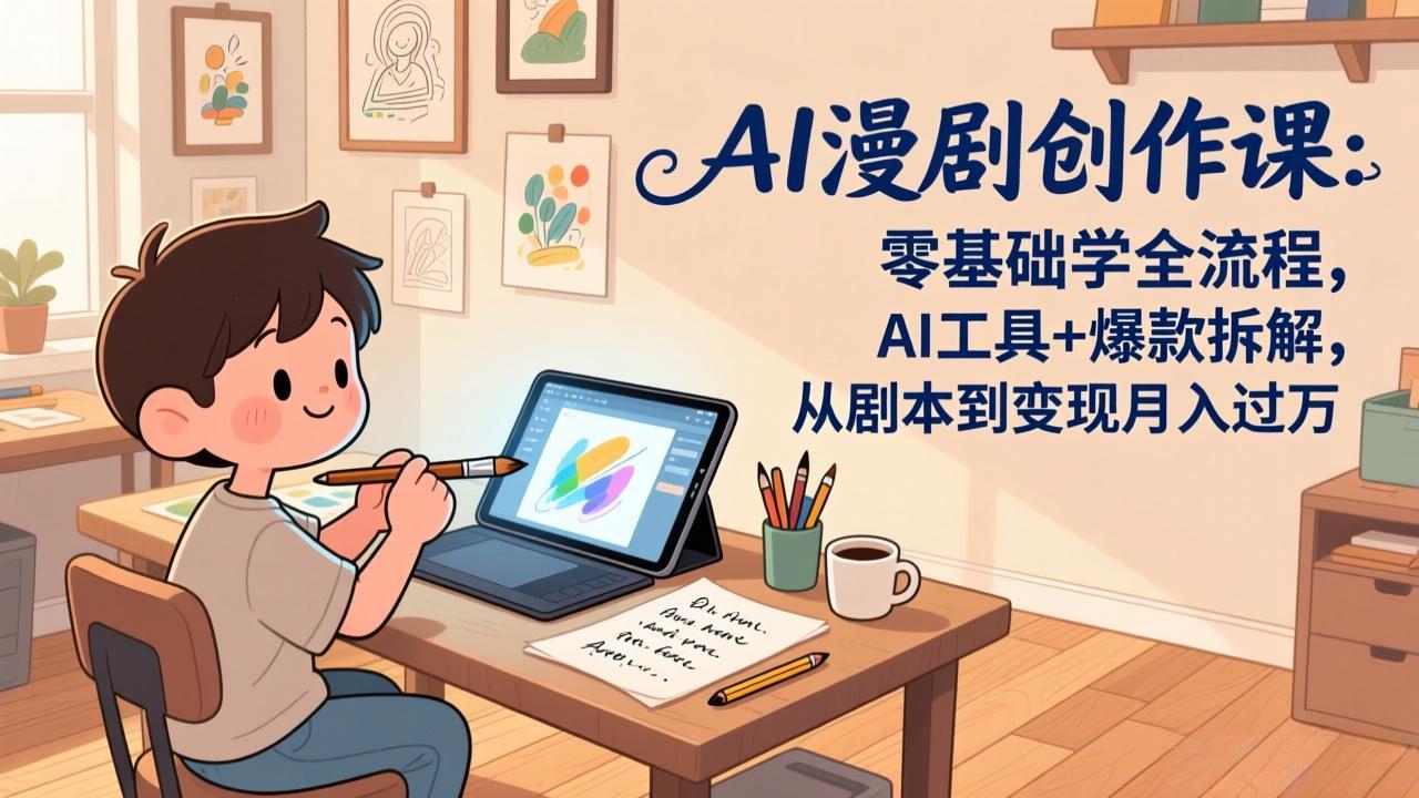 AI漫剧创作课:零基础学全流程,AI工具+爆款拆解,从剧本到变现月入过万-旺仔资源库