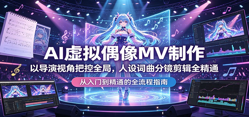 AI虚拟偶像MV制作：以导演视角把控全局，人设词曲分镜剪辑全精通-旺仔资源库