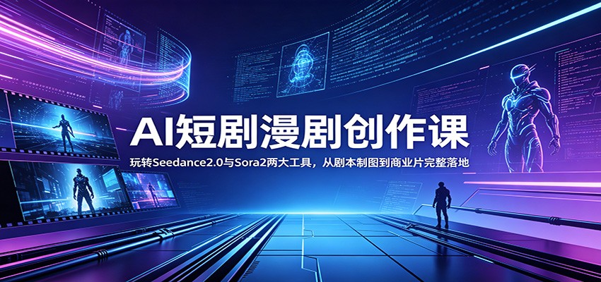 AI短剧漫剧创作课：玩转Seedance2.0与 Sora2两大工具，从剧本制图到商业片完整落地-旺仔资源库