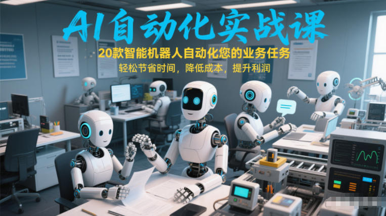 AI自动化实战课：20款智能机器人自动化您的业务任务，轻松节省时间，降低成本，提升利润-旺仔资源库