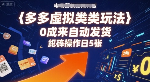 多多虚拟类目玩法，0成本全自动发货，矩阵操作日5张-旺仔资源库