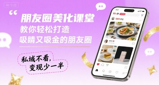 朋友圈美化课堂，教你轻松打造，吸睛又吸金的朋友圈，私域不看，变现少一半-旺仔资源库