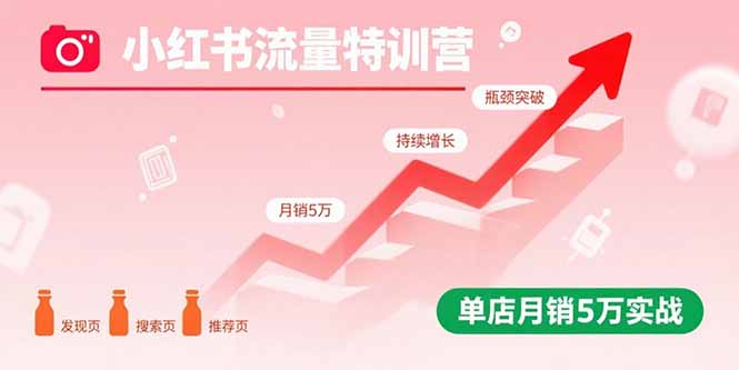 小红书流量特训营：突破流量瓶颈，实现店铺持续增长，单店月销5万实战-旺仔资源库