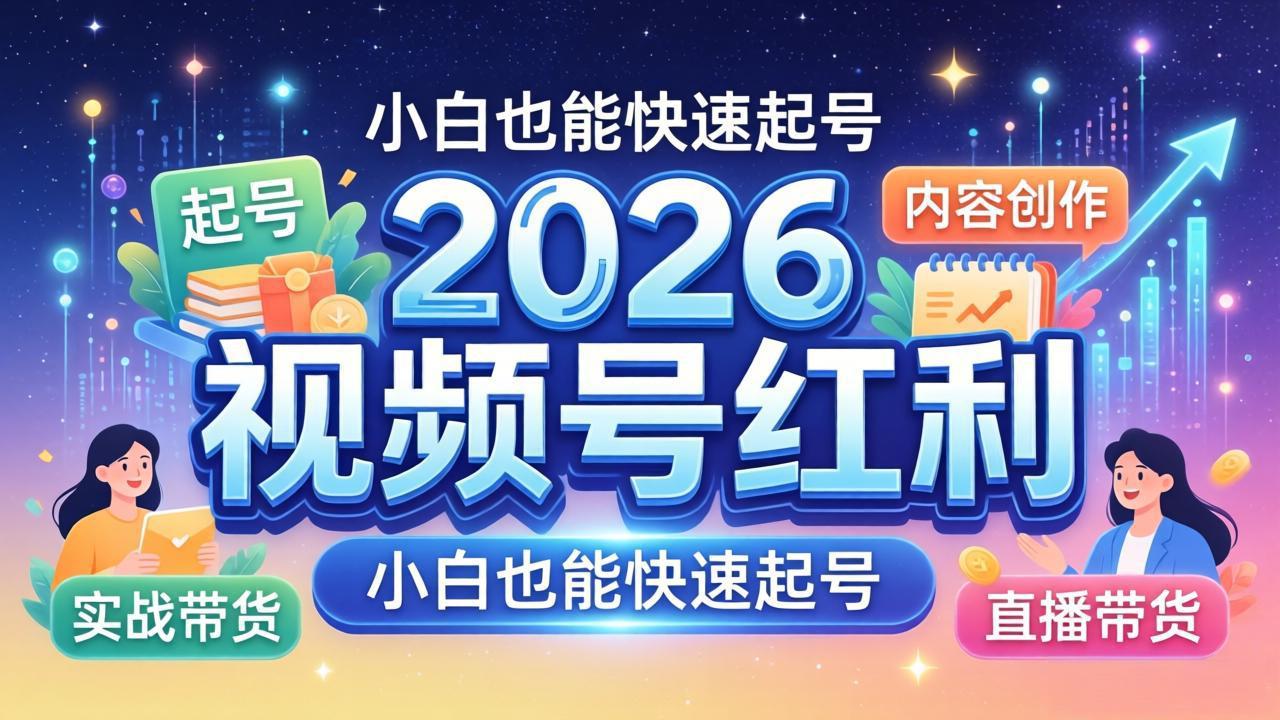 2026视频号红利实战营，大佬亲授起号、内容、直播、IP、投流、私域、矩阵全套落地打法-旺仔资源库