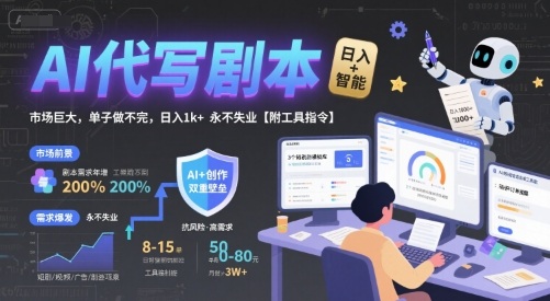 AI代写剧本，市场巨大，单子做不完，日入1k+ 永不失业【附工具指令】-旺仔资源库