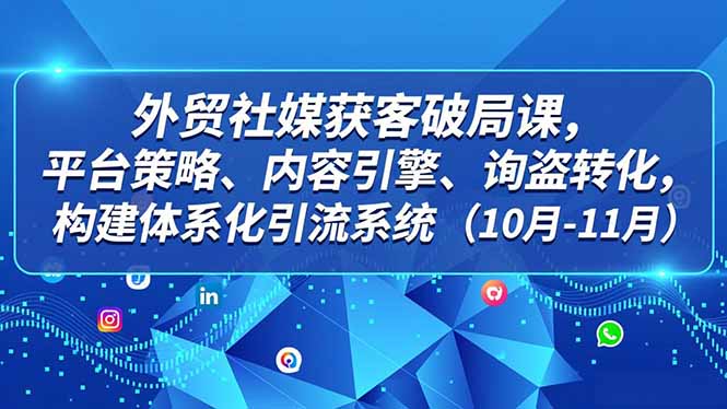 外贸 社媒获客破局课，平台策略、内容引擎、询盘转化，构建体系化引流系统(10月-11月-旺仔资源库