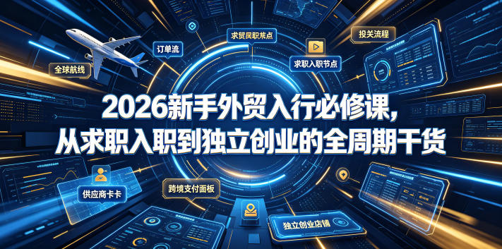 2026新手外贸入行必修课,从求职入职到独立创业的全周期干货-旺仔资源库