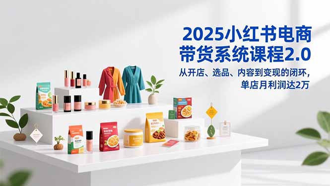 2025小红书电商带货系统课程2.0,从开店、选品、内容到变现的闭环,单店月利润达2万-旺仔资源库