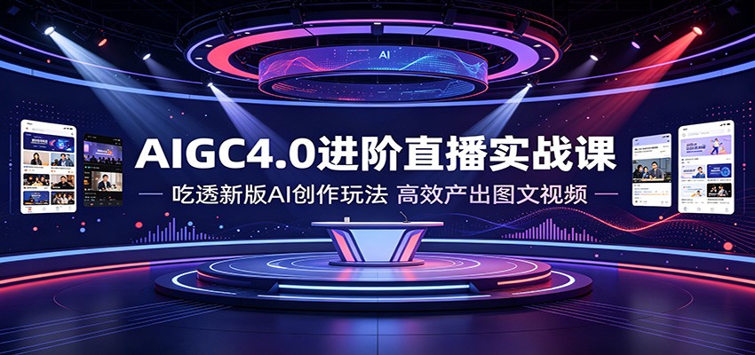 AIGC4.0进阶直播实战课：吃透新版AI创作玩法，高效产出图文视频-旺仔资源库