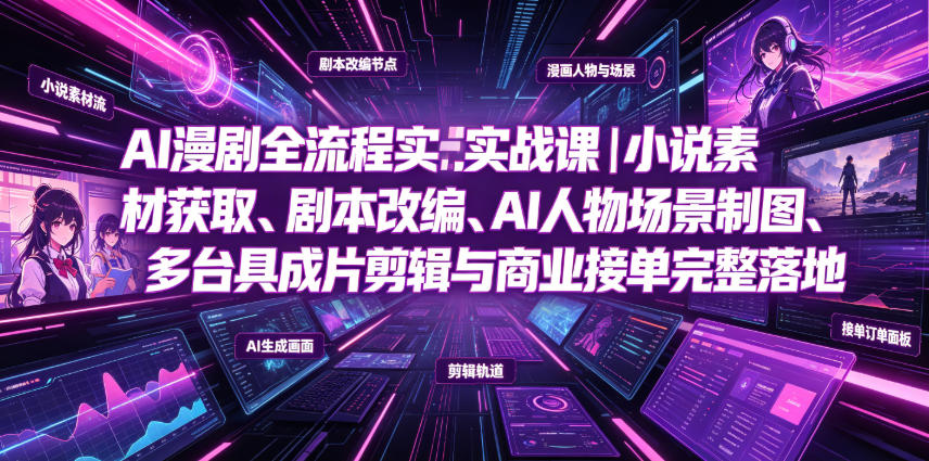 AI漫剧全流程实战课|小说素材获取、剧本改编、AI人物场景制图、多工具成片剪辑、平台付费变现与商业接单完整落地-旺仔资源库