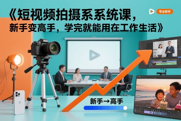 短视频拍摄系统课,新手变高手,学完就能用在工作生活-旺仔资源库