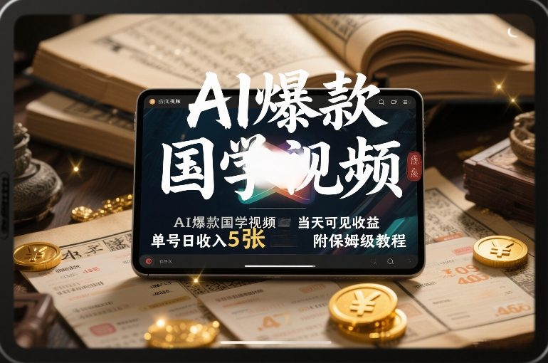 AI爆款国学视频,独家起号方法,小白直接上手,当天可见收益,单号日收入5张+附保姆级教程-旺仔资源库