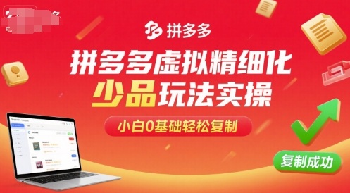 拼多多虚拟精细化少品玩法实操，小白0基础轻松复制-旺仔资源库