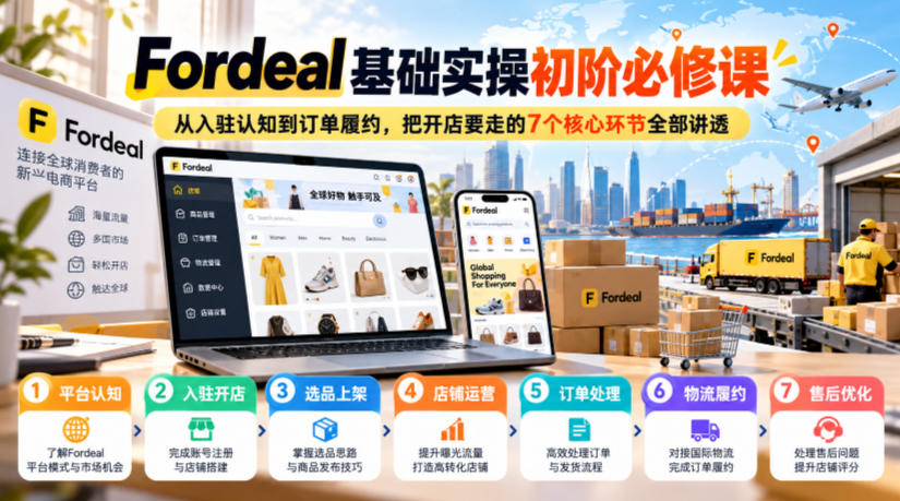 Fordeal基础实操初阶必修课，从入驻认知到订单履约，把开店要走的7个核心环节全部讲透-旺仔资源库