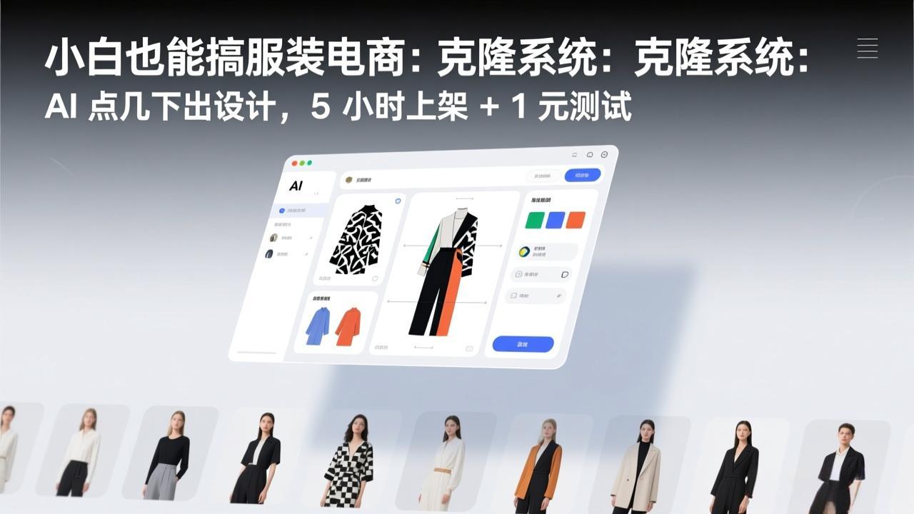 小白也能搞服装电商：克隆系统：AI 点几下出设计，5 小时上架 + 1 元测试-旺仔资源库