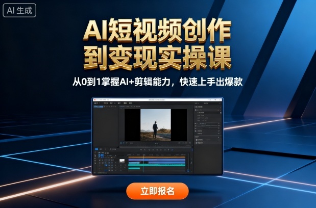 AI短视频创作到变现实操课，从0到1掌握AI+剪辑能力，快速上手出爆款(更新10月)-旺仔资源库