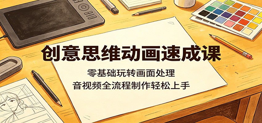 创意思维动画速成课：零基础玩转画面处理，音视频全流程制作轻松上手-旺仔资源库