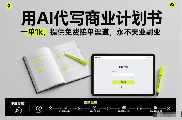 用AI代写商业计划书，一单1k，提供免费接单渠道，永不失业副业-旺仔资源库