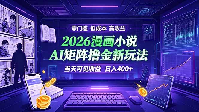 爆款小说漫画大阅读    ai矩阵操作    当天可见收益  日入400+    零门槛    高收益-旺仔资源库