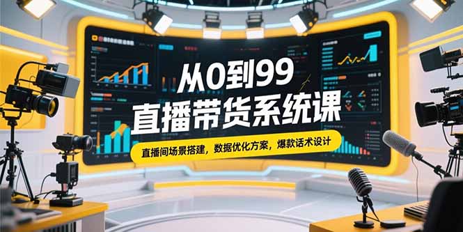 从0到99直播带货系统课，直播间场景搭建，数据优化方案，爆款话术设计-旺仔资源库