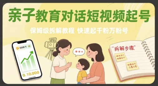 亲子教育对话短视频起号，保姆级拆解教程，快速起千粉万粉号-旺仔资源库