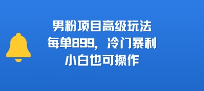 男粉项目高级玩法，每单899，冷门暴利，小白也可操作-旺仔资源库