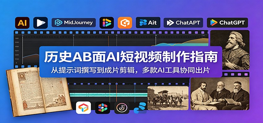 历史AB面AI短视频制作指南:从提示词撰写到成片剪辑,多款AI工具协同出片-旺仔资源库