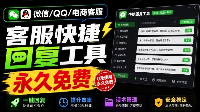 微信/QQ/电商客服快捷回复工具,支持多平台话术库与一键发送,永久免费,使用简单!易歪歪-旺仔资源库