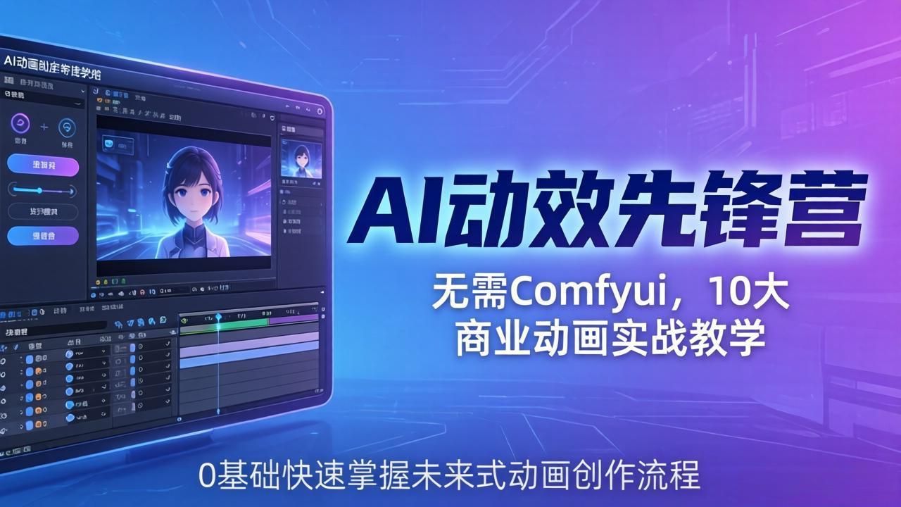 AI 动效先锋营：无需Comfyui，10大商业动画实战教学，0基础快速掌握未来式动画创作流程-旺仔资源库