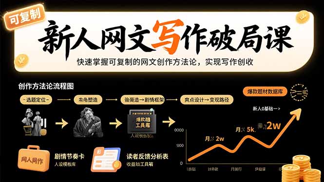 新人网文写作破局课：快速掌握可复制的网文创作方法论，实现写作创收-旺仔资源库