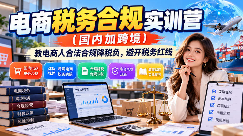电商税务合规实训营(国内加跨境),教电商人合法合规降税负,避开税务红线-旺仔资源库