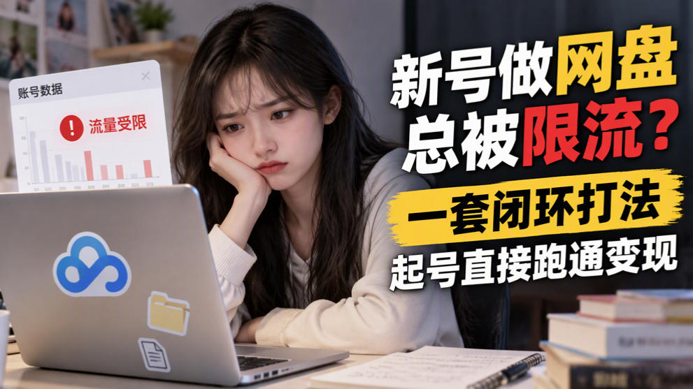 新号做网盘总被限流?一套闭环打法,起号直接跑通变现-旺仔资源库